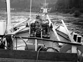 Seitenrad-Motorschiff / Blick &uuml;ber Bug
