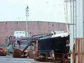 MS Luckau 1985 auf der Werft in Tangermünde